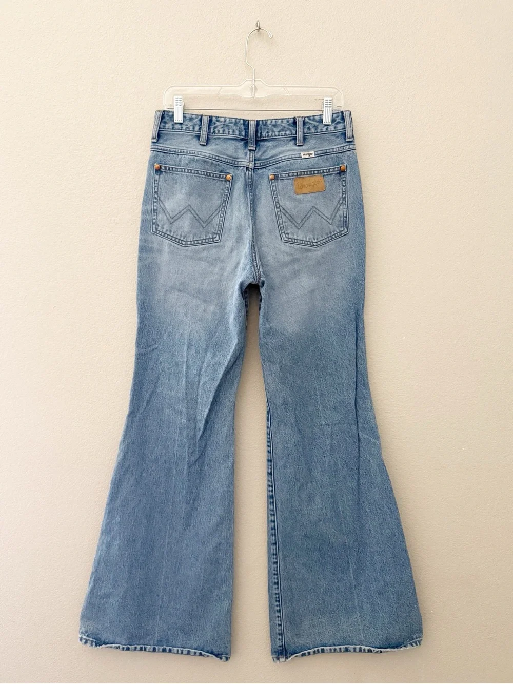 Wrangler Wanderer 622 Flare Bell Bottom Jeans 28 Denim Blue Western Boho 70s - Picture 7 of 13